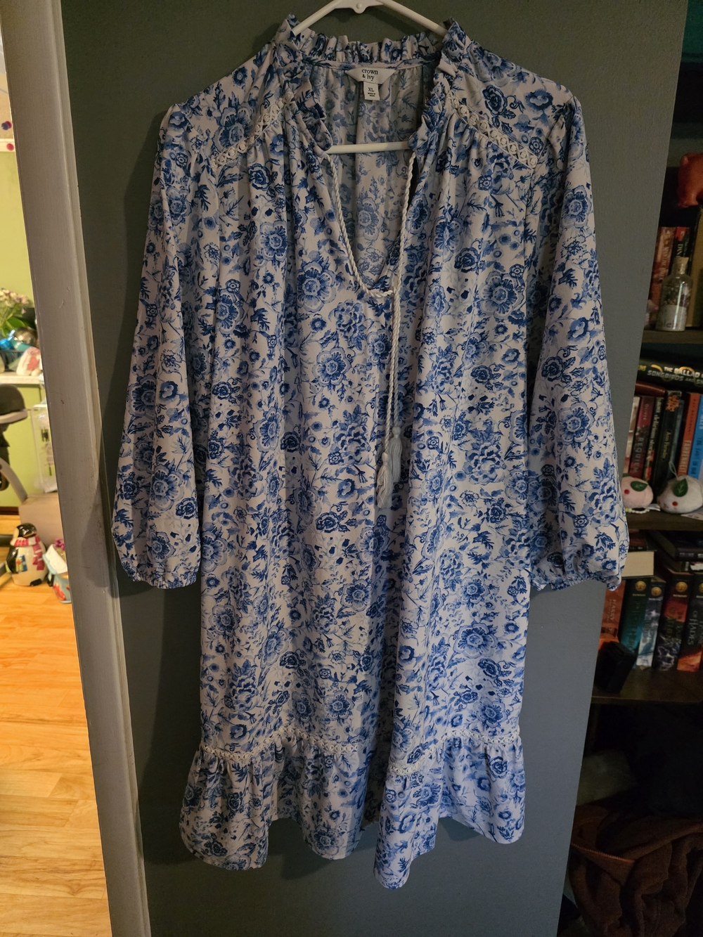 crown & ivy White and Blue Floral Tunic Nightdress
